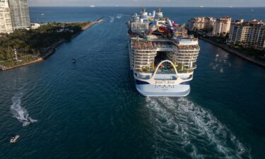 Royal Caribbean's Icon of the Seas heads out to sea from PortMiami in Florida. The world's largest cruise ship will soon be joined by more behemoth ships.