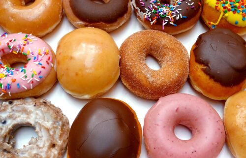 A selection of Krispy Kreme doughnuts