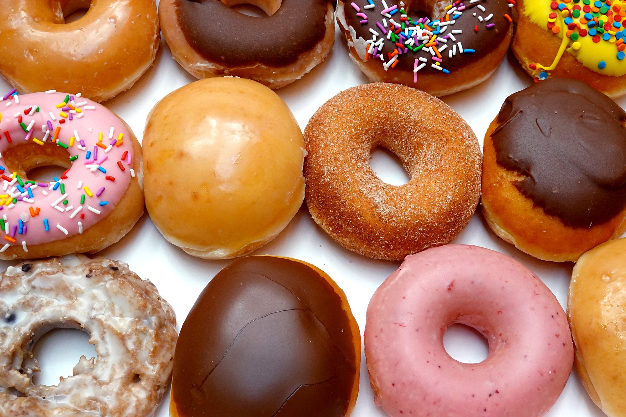 <i>Scott Olson/Getty Images via CNN Newsource</i><br/>A selection of Krispy Kreme doughnuts