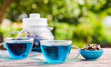 The flower petals of the butterfly pea flower plant provide a vibrant blue hue to foods and beverages.