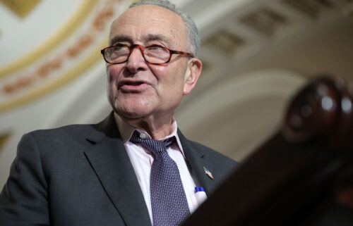 Senate Minority Leader Chuck Schumer speaks to reporters following the weekly Democrat Senate policy luncheon at the US Capitol on May 6 in Washington