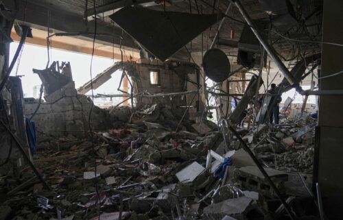 A destroyed room is seen at Nasser Hospital following an overnight Israeli army strike that killed two patients in Khan Younis