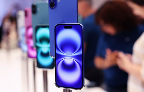 iPhone 16 phones are on display at the Fifth Avenue Apple Store in New York City on launch day on September 20