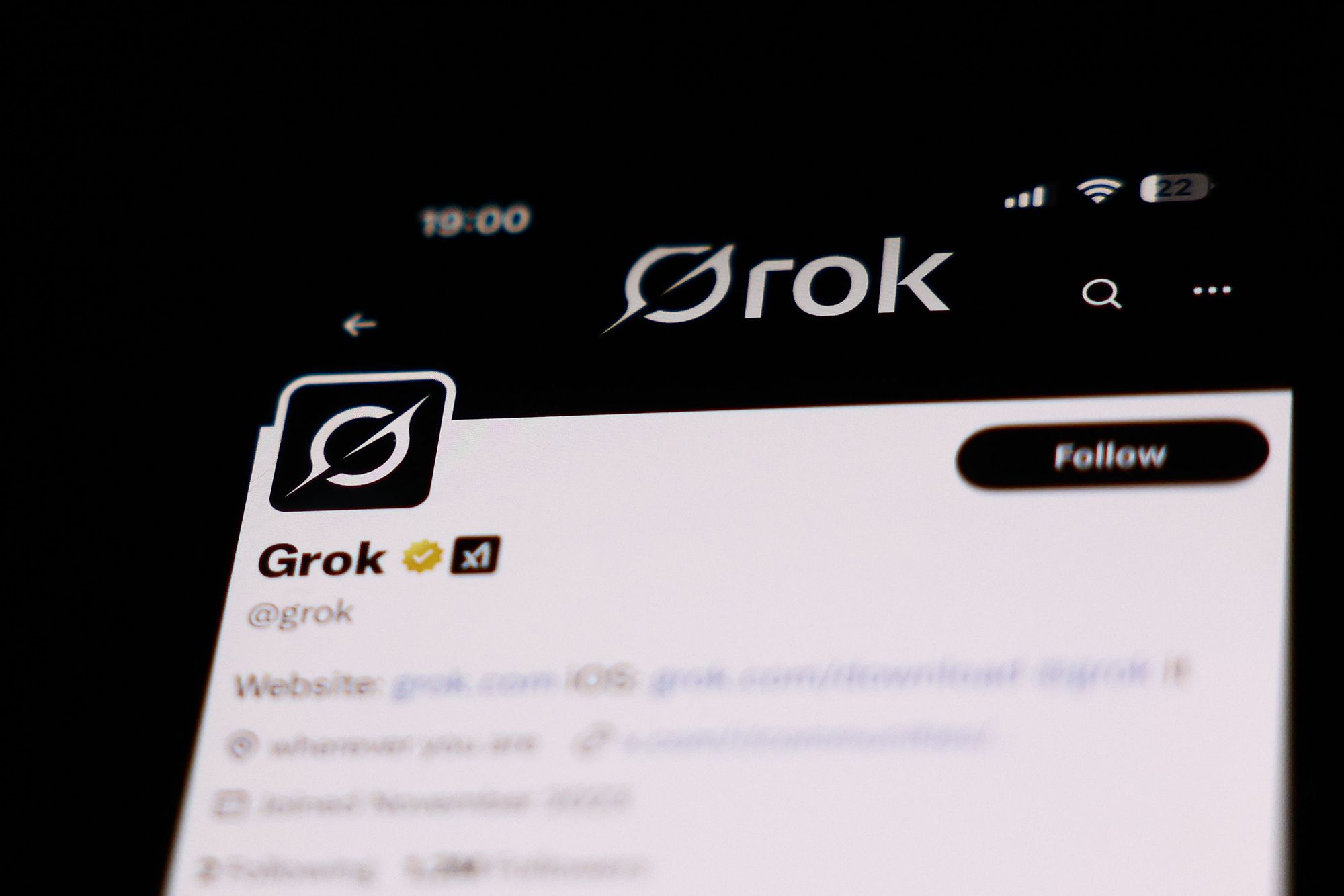 <i>Jakub Porzycki/NurPhoto/Shutterstock via CNN Newsource</i><br/>Grok account on X displayed on a phone screen is seen in this illustration photo taken in Krakow