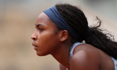 Coco Gauff realizes her racket bag is empty before playing Olivia Gadecki in the French Open first round.