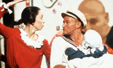 Shelley Duvall and Robin Williams in scene from "Popeye."
