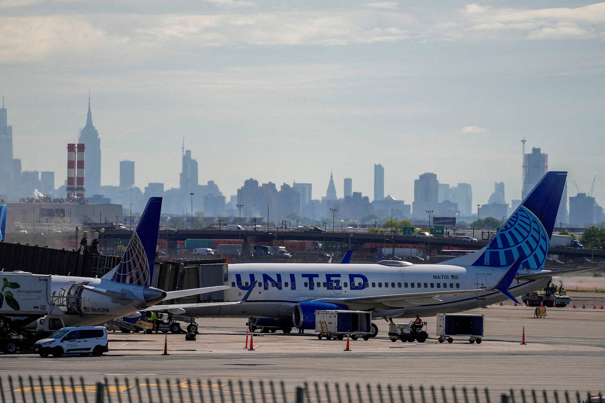 <i>Eduardo Munoz/Reuters via CNN Newsource</i><br/>United Airlines planes are seen on the tarmac at Newark Liberty International Airport