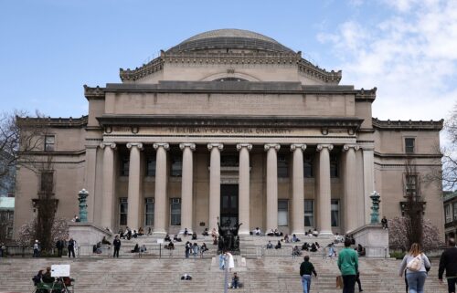 Students are seen on the campus of Columbia University in New York on April 14. The Trump administration alleged on May 22 that Columbia University violated federal civil rights law.