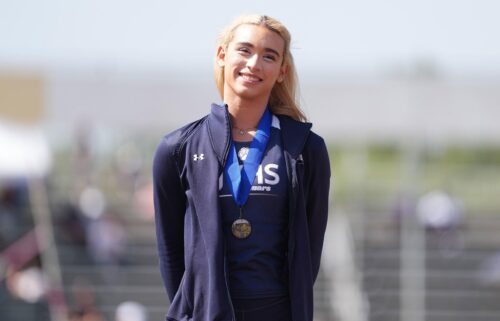 A.B. Hernandez of Jurupa Valley wins the girls triple jump at 40-4 3/4 (12.31m) during the CIF Southern Section Masters Meet at Moorpark High School on May 24