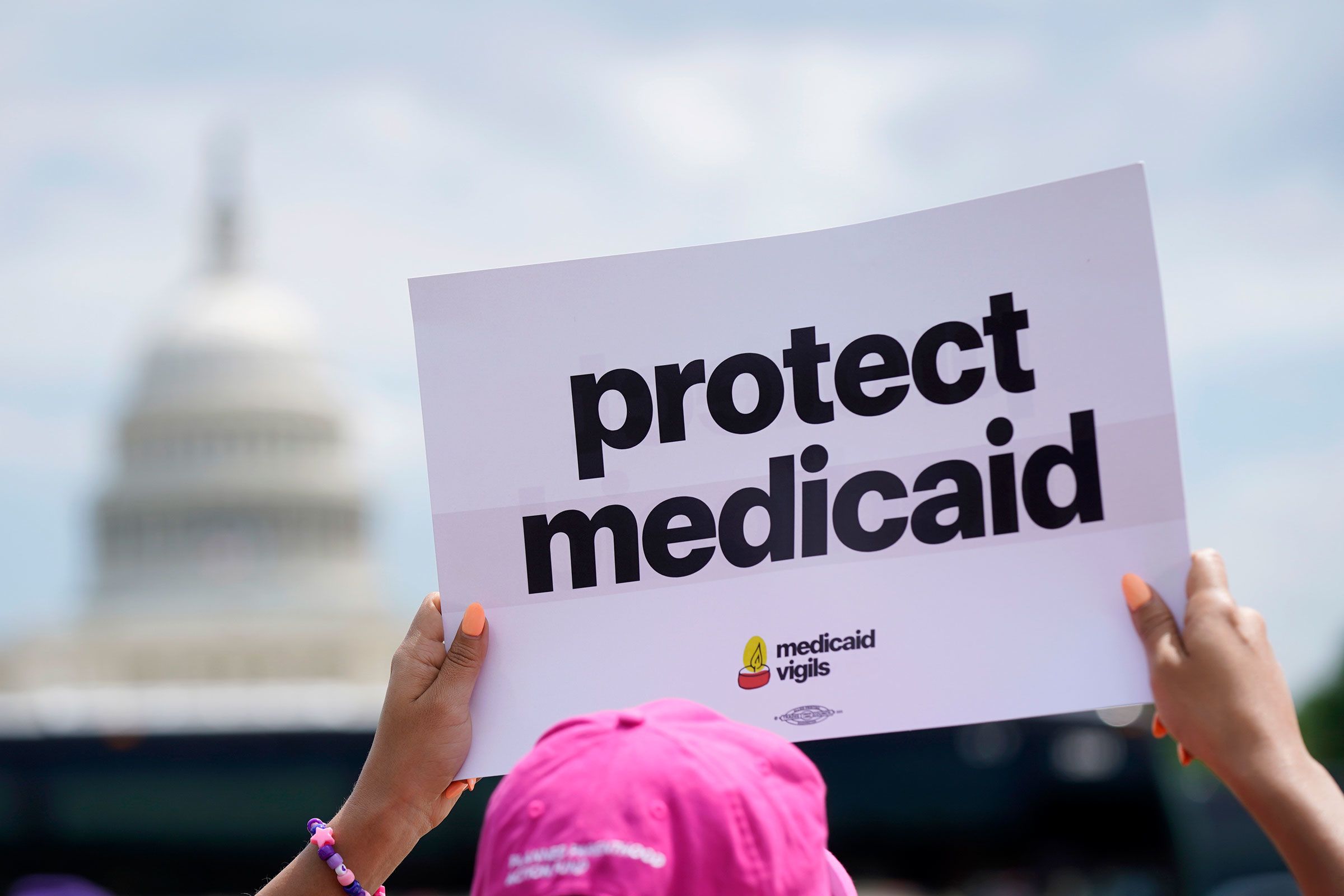 <i>Leigh Vogel/Getty Images for Caring Across Generations via CNN Newsource</i><br/>Care advocates attend 24-hour vigil at US Capitol to share stories and urge lawmakers to protect Medicaid on May 7.