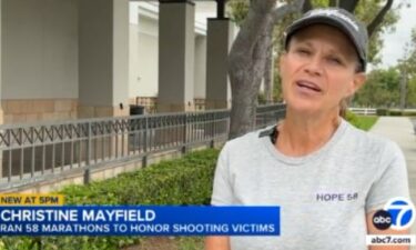 Christine Mayfield set the goal to run 58 marathons after she and her husband survived the 2017 Route 91 Harvest Music Festival shooting in Las Vegas.