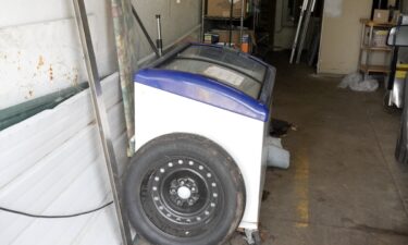 A freezer where a dead dog was found on Tuesday morning