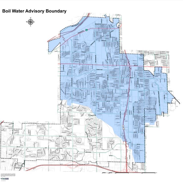 <i>City of Wyoming/WXMI via CNN Newsource</i><br/>A map of a boil water advisory for a portion of the City of Wyoming.