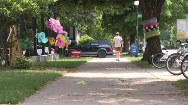 <i>WRTV via CNN Newsource</i><br/>What began as a hobby turned into a business for Ms. Linda. Then it bloomed into an art career. Her first pop-up installation is on trees outside the Harrison Center. She calls them “tree sweaters.”