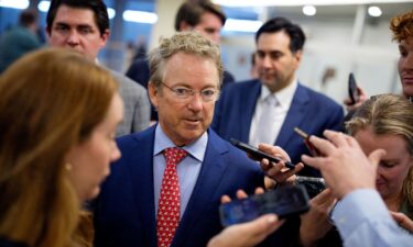 US Sen. Rand Paul speaks to reporters at the US Capitol Building on June 4 in Washington