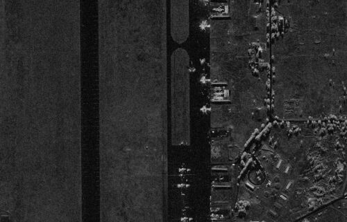 A satellite image shows damage to aircraft at an airfield following the Ukrainian drone attack in Stepnoy