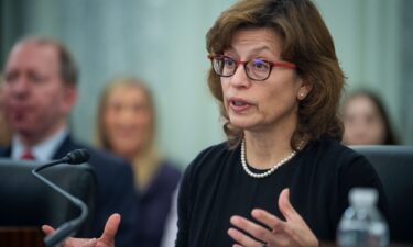 Anna M. Gomez appears before a Senate hearing for her nomination to the Federal Communications Commission in June 2023.