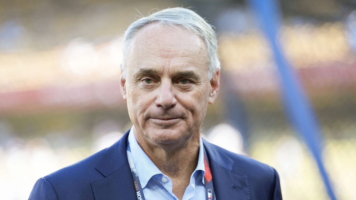 <i>Ashley Landis/AP via CNN Newsource</i><br/>Commissioner Rob Manfred is holding talks this week at the MLB owners meetings.