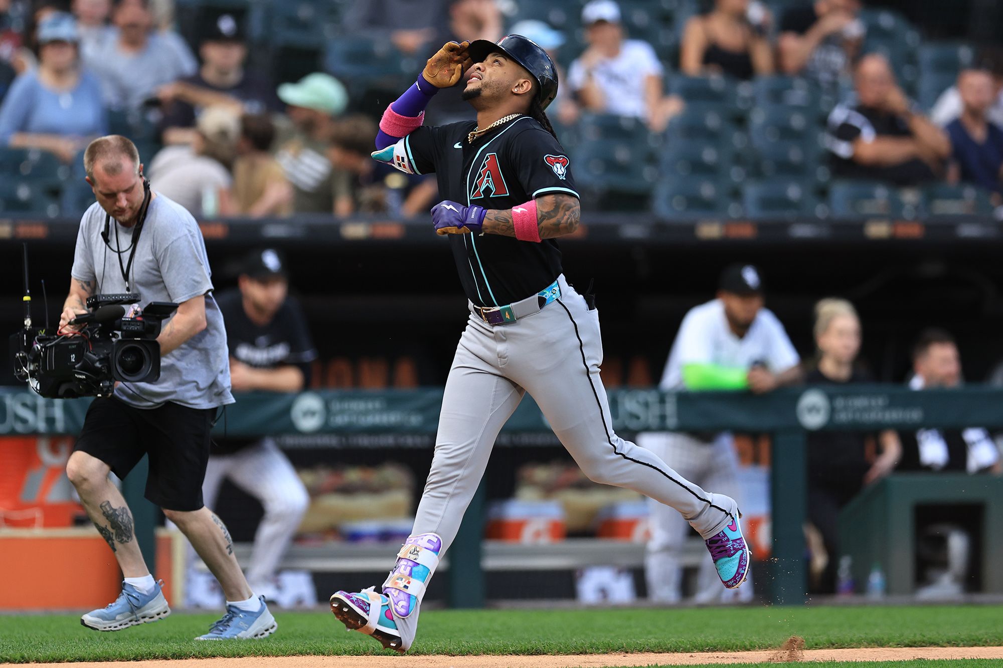 <i>Geoff Stellfox/Getty Images via CNN Newsource</i><br/>Marte hit a home run during the Diamondbacks' 4-1 win against the White Sox.
