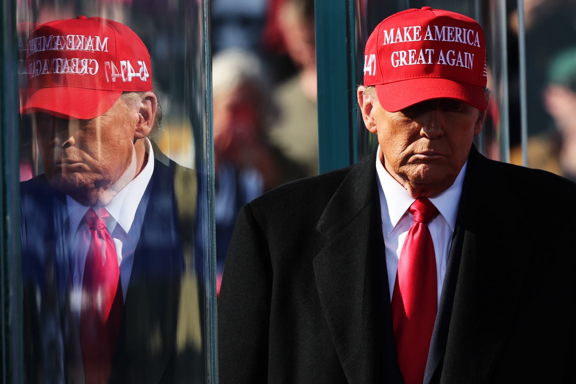 <i>Michael M Santiago/Getty Images via CNN Newsource</i><br/>Donald Trump walks off stage after speaking during a campaign rally at Lancaster Airport in November 2024 in Lititz