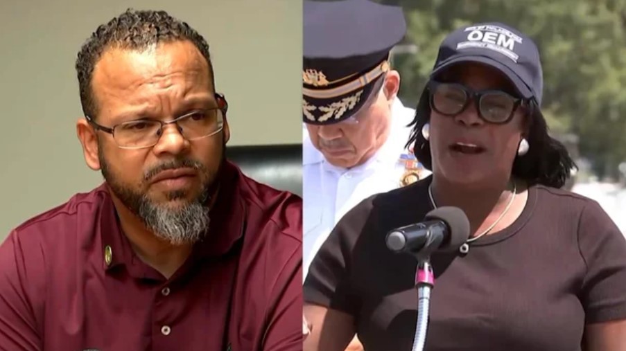 <i>KYW via CNN Newsource</i><br/>DC 33 President Greg Boulware (left) and Philadelphia Mayor Cherelle Parker (right).