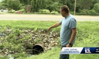 Drew Owen is lucky to be alive after he was sucked into a drainage pipe during heavy storms on June 27.