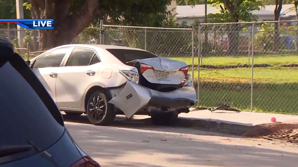 <i>WSVN via CNN Newsource</i><br/>A Tesla Cybertruck plowed into at least eight parked cars in a Miami neighborhood