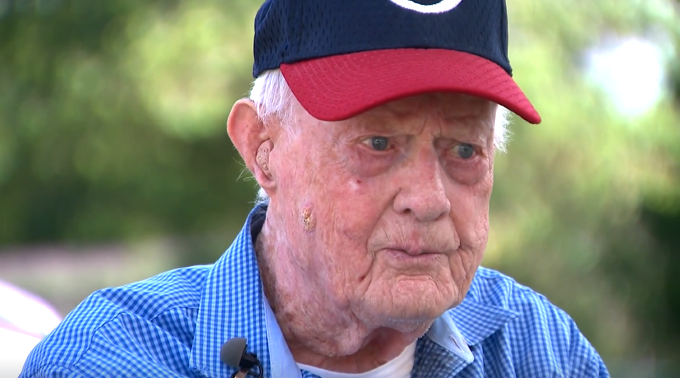 <i>WTVF via CNN Newsource</i><br/>A special first pitch from George Horne