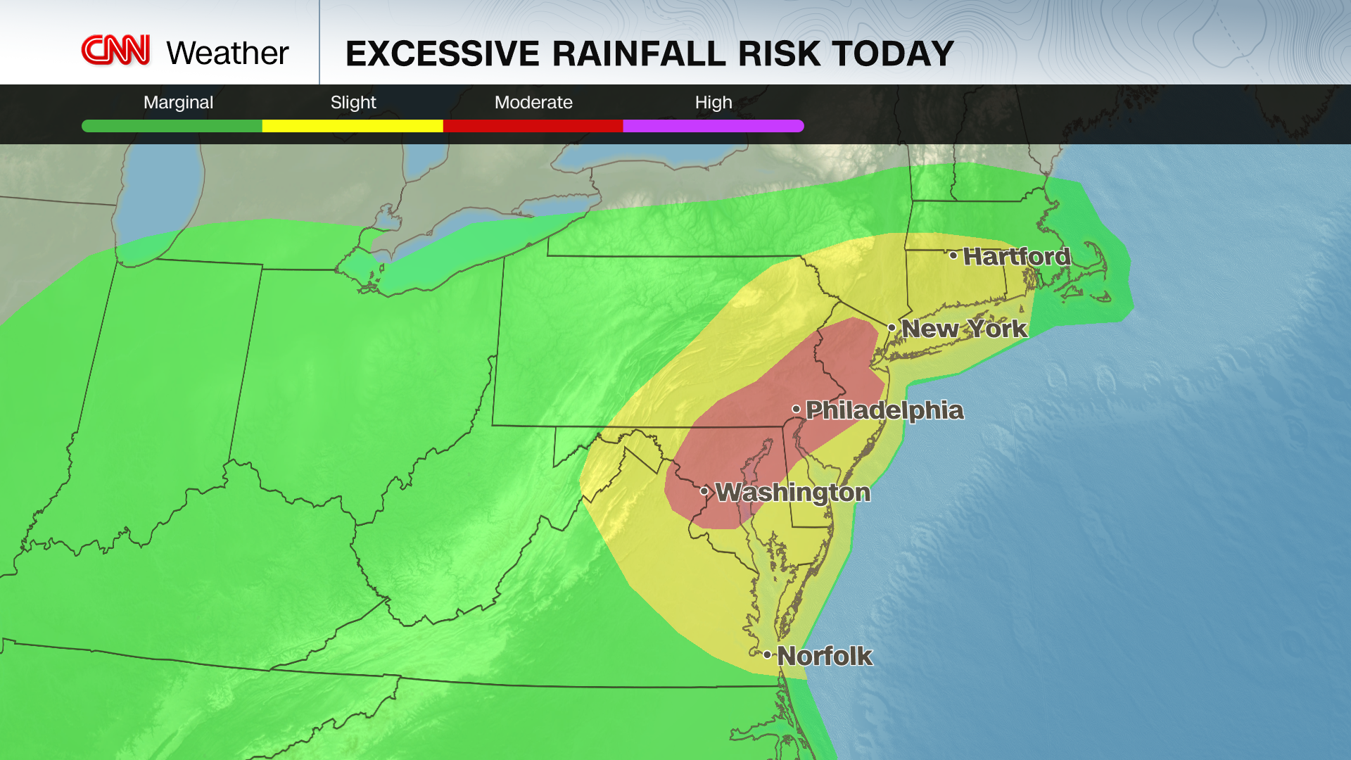 There is a dangerous risk for torrential rainfall and flash flooding in the mid-Atlantic and Northeast Thursday for millions along the Interstate 95 corridor. It could be another potentially serious flood event in a summer that’s been full of them.