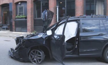 The SUV was heavily damaged after the driver finally stopped at Plympton and Albany streets in Boston's South End