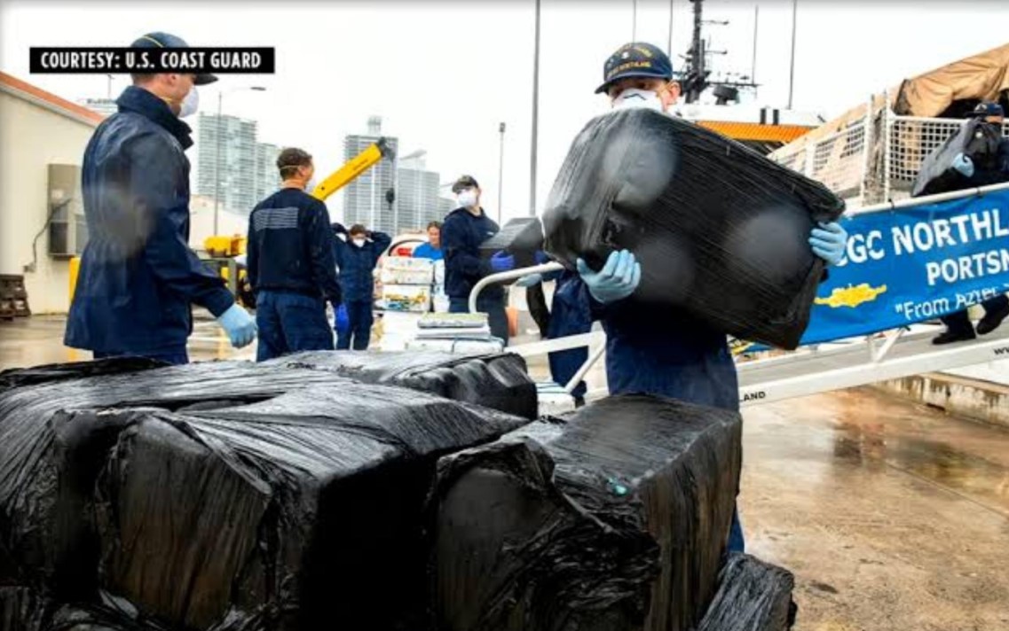 <i>U.S. Coast Guard/WSVN via CNN Newsource</i><br/>The United States Coast Guard offloaded a huge stash of drugs in Miami Beach.