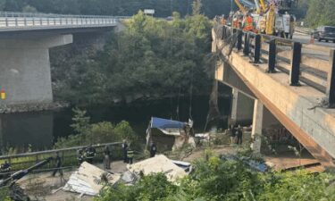 A truck driver died after his tractor-trailer went off of Interstate 93 in Tilton