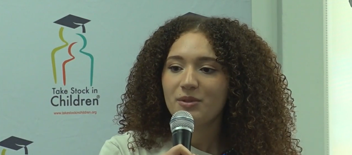 <i>WFOR via CNN Newsource</i><br/>Seanna Martinez shared her story of surviving human tracking at a Big Brothers Big Sisters Miami panel.