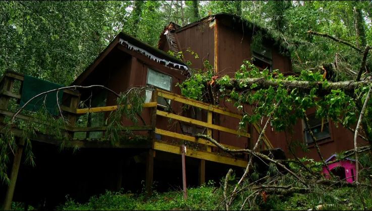 <i>WLOS via CNN Newsource</i><br/>A Sylva woman is sharing her story after a massive tree came crashing down on her home during a powerful thunderstorm Thursday afternoon.