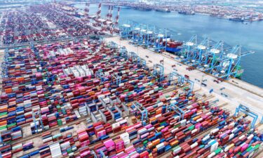 Containers are seen at the port in Qingdao
