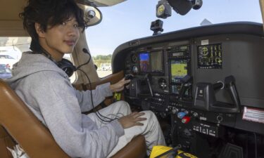 American pilot Ethan Guo poses for the photographer before his take off in a world record attempt to fly solo to all seven continents