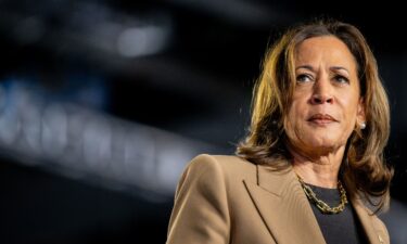 Then-Vice President Kamala Harris pauses while speaking during a campaign rally at the Rawhide Event Center on October 10