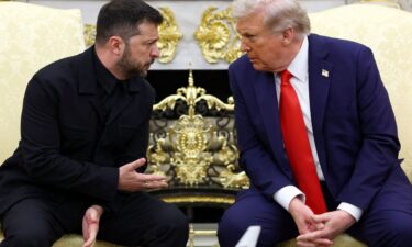 U.S. President Donald Trump and Ukrainian President Volodymyr Zelenskiy meet at the Oval Office of the White House