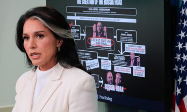 White House Director of National Intelligence Tulsi Gabbard talks to reporters in the Brady Press Briefing Room at the White House on July 23 in Washington