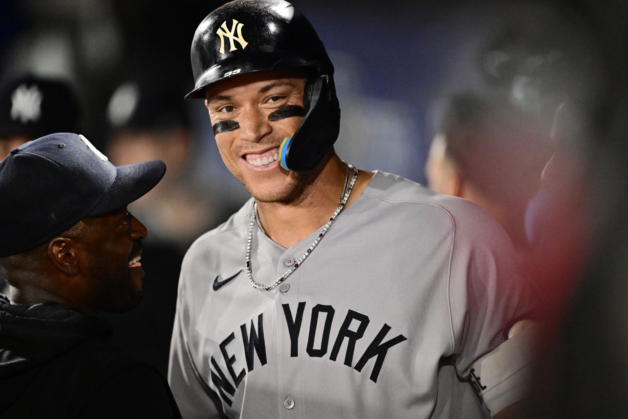 <i>Julio Aguilar/Getty Images via CNN Newsource</i><br/>Aaron Judge hit one of the Yankees' franchise record nine home runs.