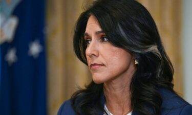 Director of National Intelligence Tulsi Gabbard looks on during a cabinet meeting hosted by US President Donald Trump in the Cabinet Room of the White House in Washington
