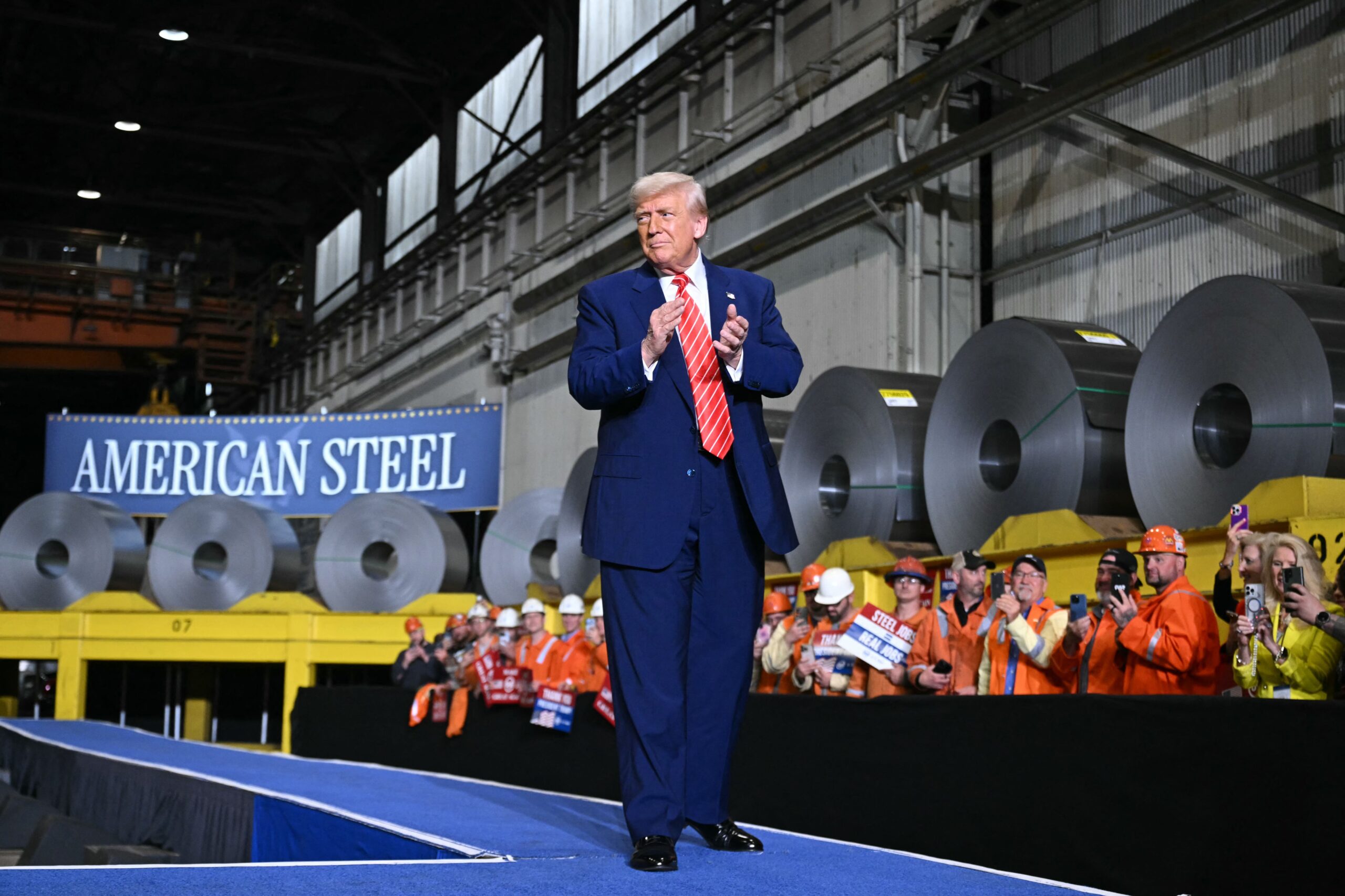 <i>Saul Loeb/AFP/Getty Images via CNN Newsource</i><br/>President Donald Trump attends a rally at US Steel - Irvin Works in West Mifflin