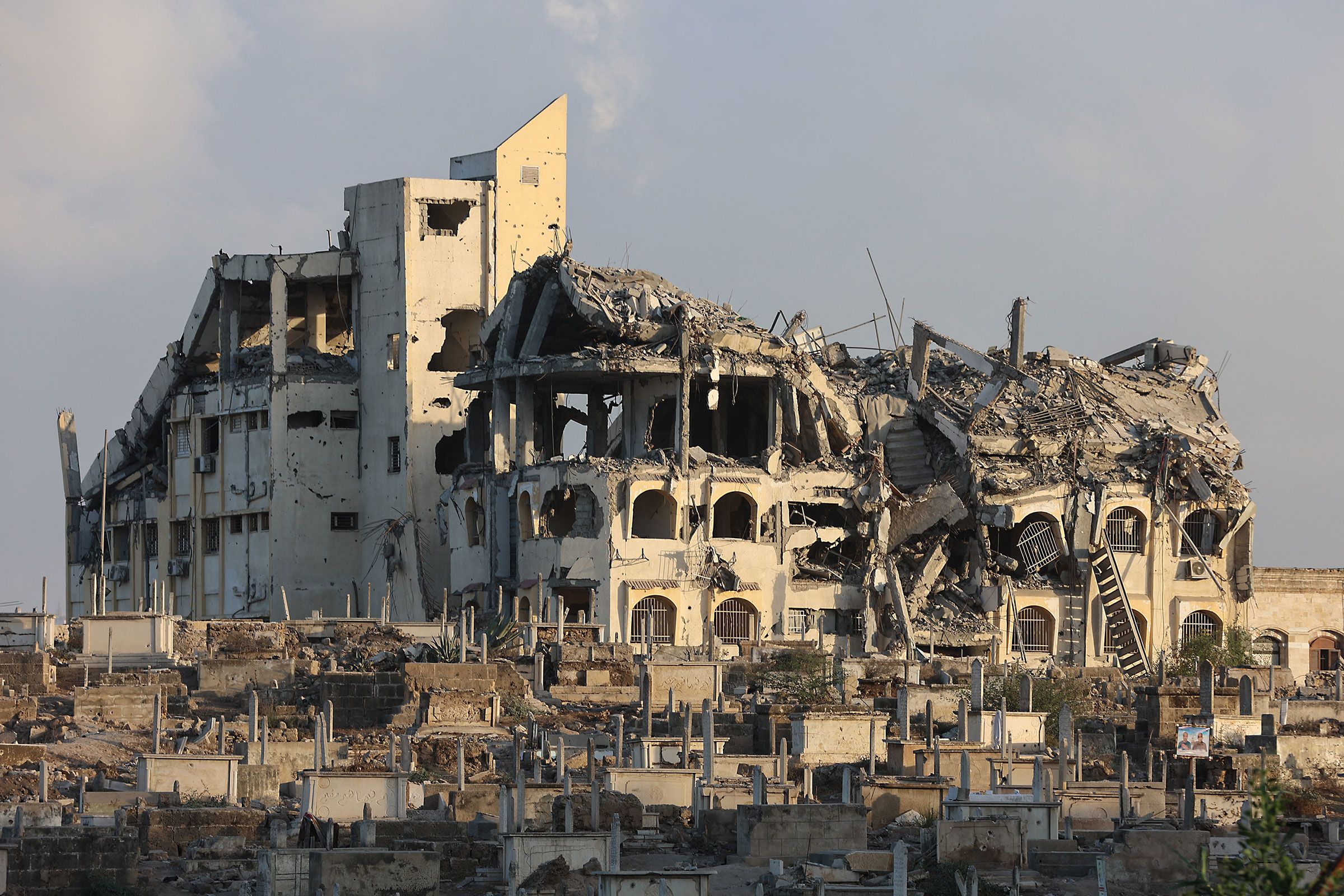 <i>Omar al-Qattaa/AFP/Getty Images via CNN Newsource</i><br/>The destroyed Gaza municipality building is pictured in Gaza City on August 26.