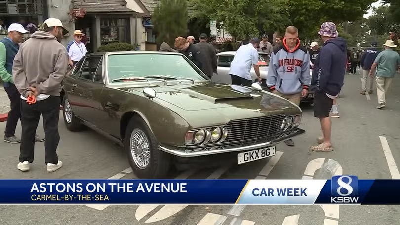 <i>KSBW via CNN Newsource</i><br/>Aston Martin enthusiasts gathered in Carmel-by-the-Sea for "Astons on the Avenue