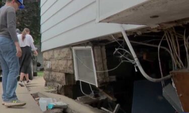 A West Allis mother and her four children were all home when their basement collapsed during the weekend's relentless rain.