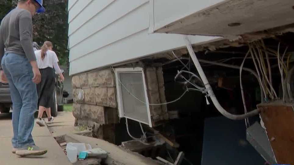 <i>WISN via CNN Newsource</i><br/>A West Allis mother and her four children were all home when their basement collapsed during the weekend's relentless rain.