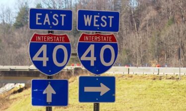A section of the North Carolina stretch of I-40 which sustained significant damage from Helene.