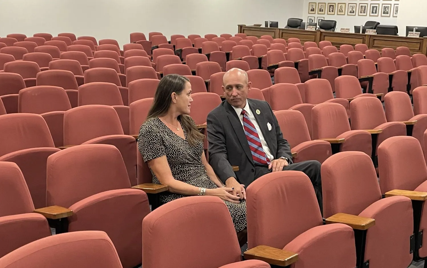 John Briggs and his partner, Amy Monsivais, listened as El Paso County Commissioners Court voted Monday, Sept. 15, to settle his wrongful termination suit against El Paso County. 