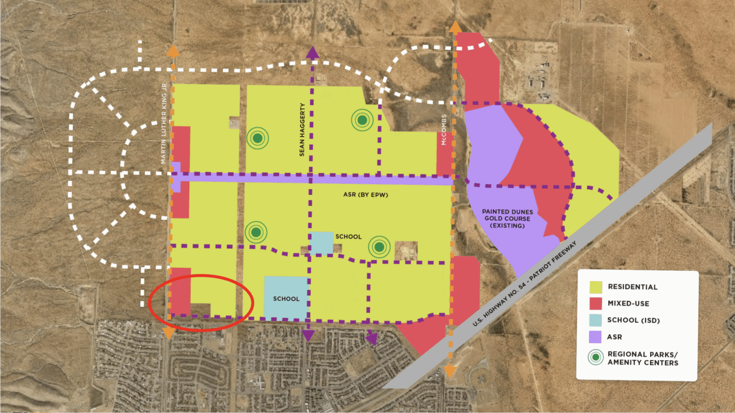 A map of the Master Plan for the area of Northeast El Paso surrounding the Campo del Sol community.