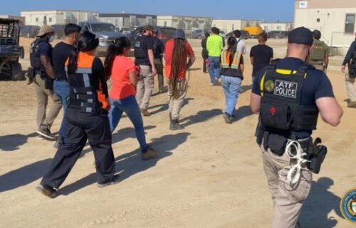 Law enforcement conduct a major immigration operation at the construction site of a Hyundai battery plant in Georgia Thursday